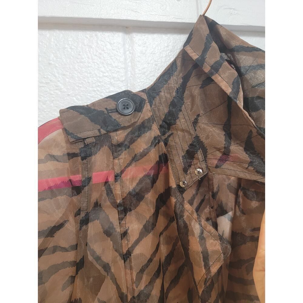White House Black Market Sheer Animal Print Trench Coat Size XXS No Belt - Picture 7 of 11